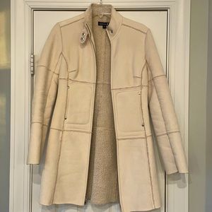 Bebe Faux Sheepskin Trench - XS - Cream/White